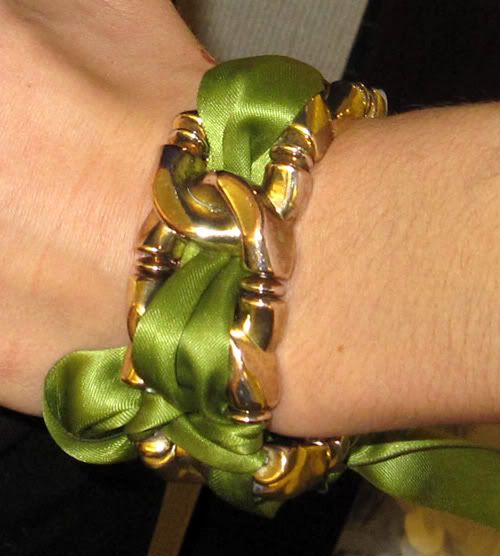 Bracelet with green ribbon
