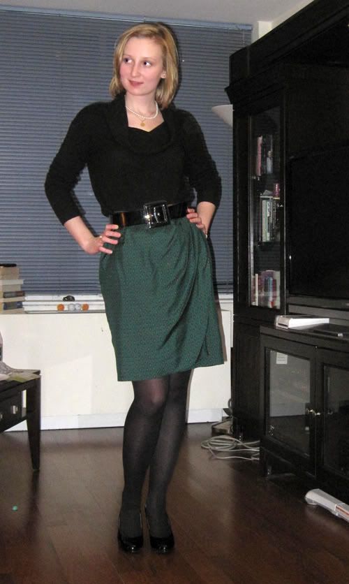 J. Crew cashmere sweater and tie skirt