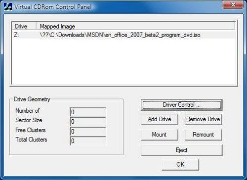 Virtual CD-ROM Control Panel