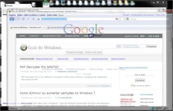 alterar a transparência das janelas do Windows 7
