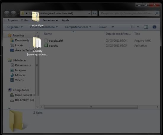 alterar a transparência das janelas do Windows 7