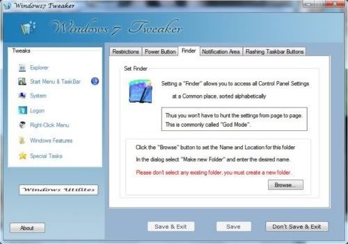 Windows 7 Tweaker Windows 7 Tweaker