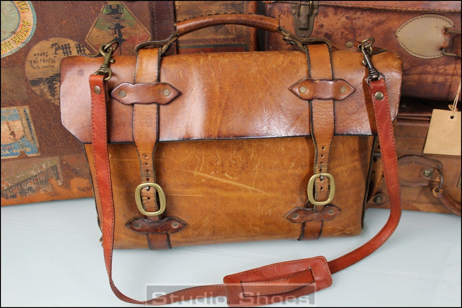 VTG Western Bespoke Saddle Rifle Leather Briefcase Messenger Bag Mens eBay