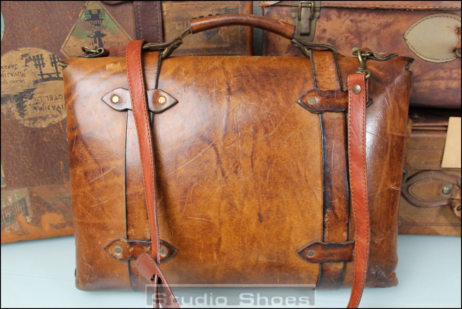VTG Western Bespoke Saddle Rifle Leather Briefcase Messenger Bag Mens eBay