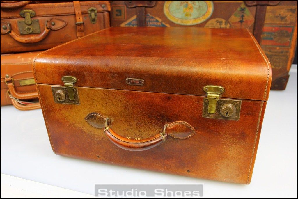 HARTMANN VTG 1930&#39;s Custom Built Suitcase Luggage Brown Leather Case Bag Mens | eBay