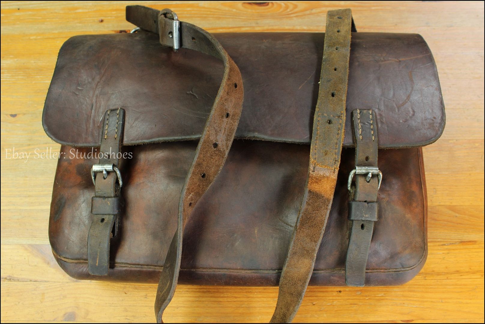 VTG 1939 World War 2 WWII Saddle Leather Officer Messenger Briefcase