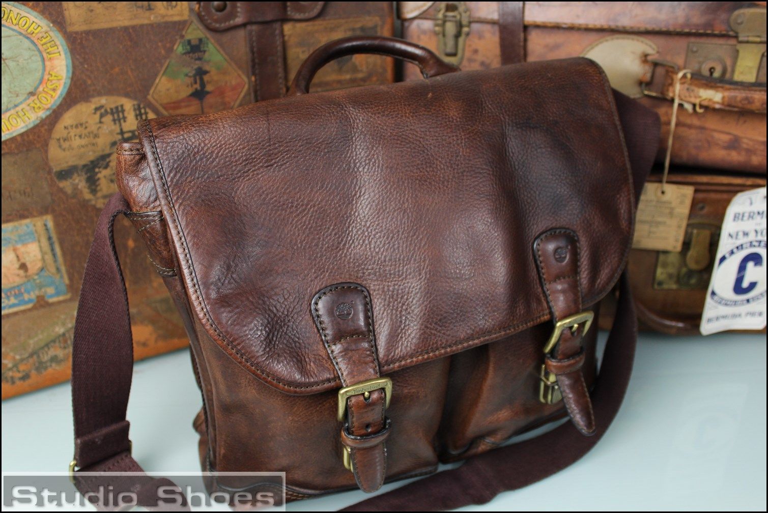 timberland messenger bag leather