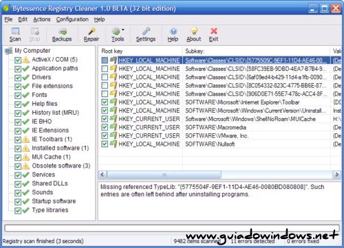 Bytessence RegistryCleaner Bytessence RegistryCleaner