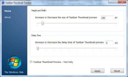 Taskbar Thumbnail Tweaker Launched Taskbar Thumbnail Tweaker Launched
