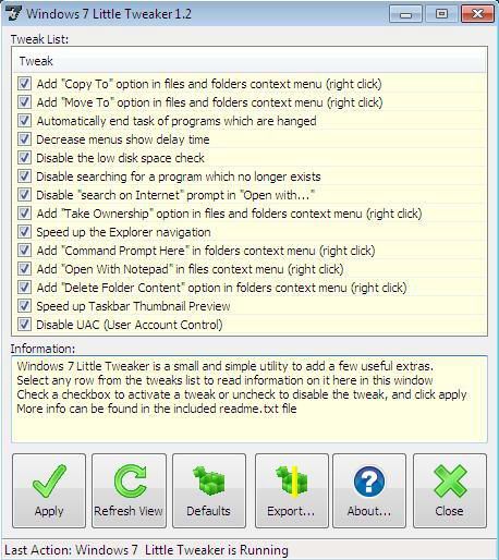 Windows 7 Little Tweaker Windows 7 Little Tweaker