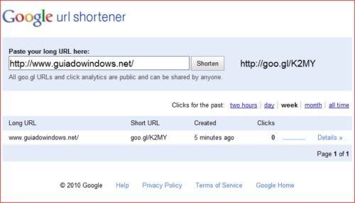 Encurtador de links do Google Encurtador de links do Google
