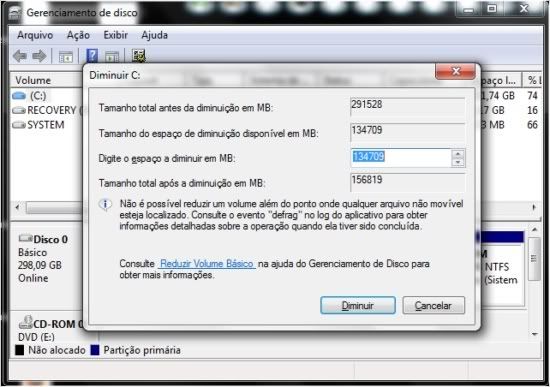 Como diminuir ou aumentar partições