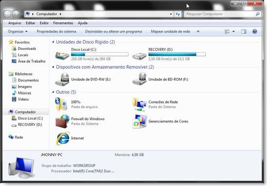 Como adicionar atalhos no menu Meu Computador Como adicionar atalhos no menu Meu Computador