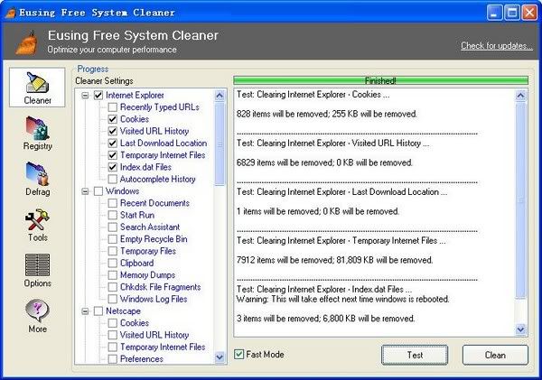 Eusing Free System Cleaner Eusing Free System Cleaner