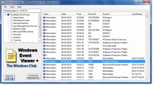 Windows Event Viewer Plus Windows Event Viewer Plus