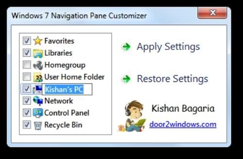 Windows 7 Navigation Pane Customizer Windows 7 Navigation Pane Customizer