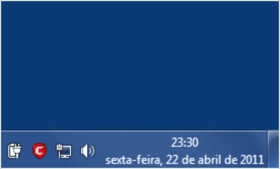 data por extenso no relógio do Windows 7