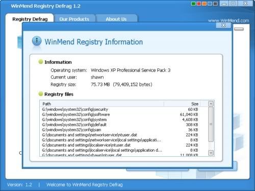 WinMend Registry Defrag WinMend Registry Defrag