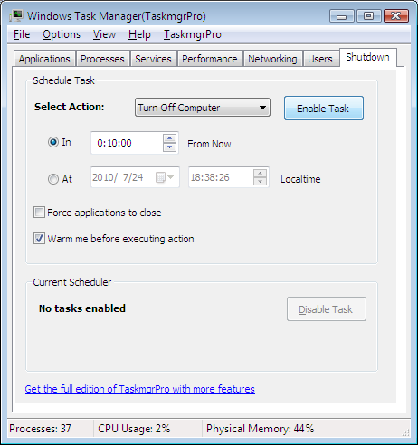 TaskmgrPro Shutdown Scheduler TaskmgrPro Shutdown Scheduler