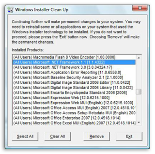 Windows Installer CleanUp Utility