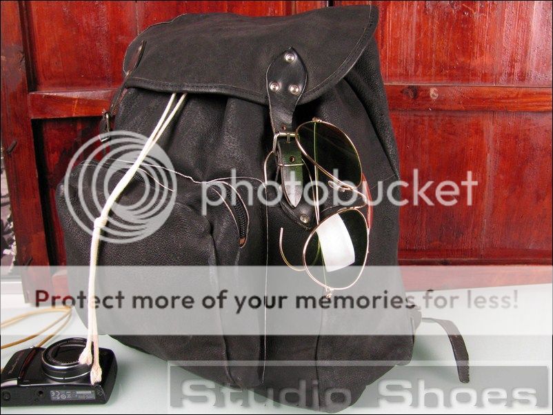 Vintage New York Framed Leather Travel Norway Euro Backpack Bag 